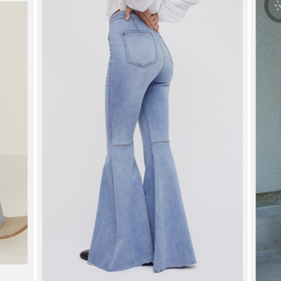 Free People Float On Flare Jeans Bermondsey Blue - Picture 2 of 6